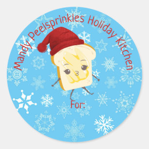 Cute bread winter hat from the kitchen of food classic round sticker