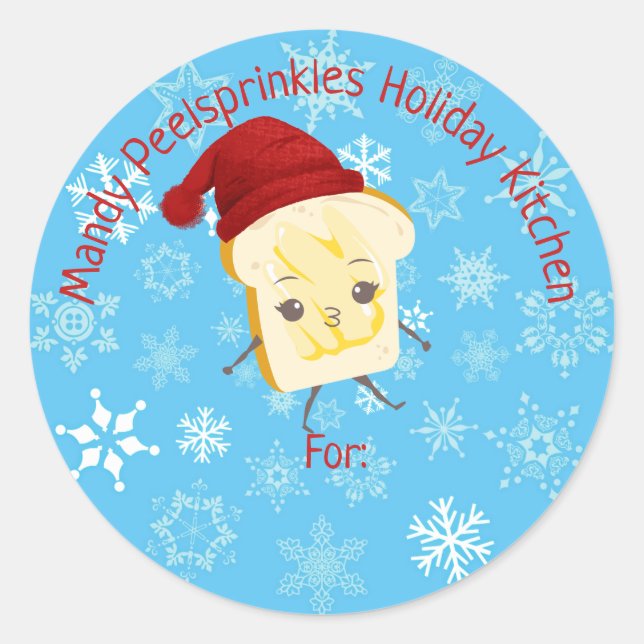 Cute bread winter hat from the kitchen of food classic round sticker (Front)