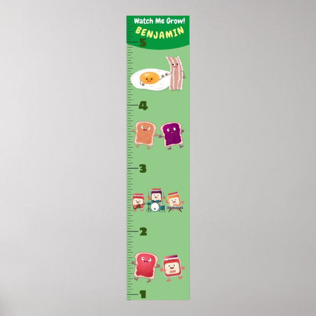 Cute breakfast cartoon growth chart (Front)