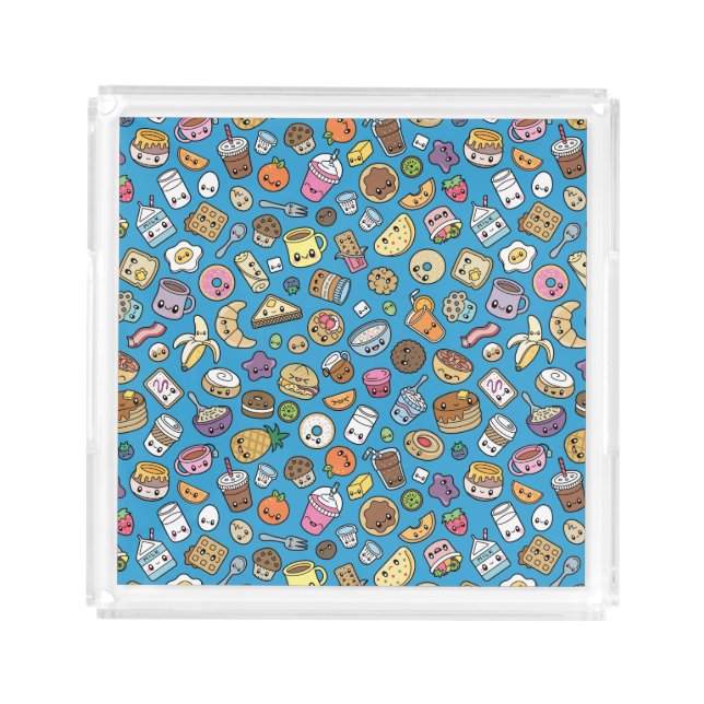 Cute Breakfast Food Acrylic Tray (Front)