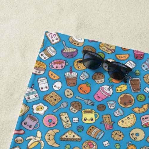 Cute Breakfast Food Beach Towel