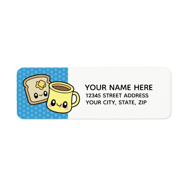 Cute Breakfast Food coffee & toast address labels (Front)
