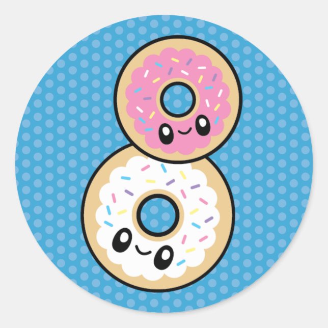 Cute Breakfast Food Donut Classic Round Sticker (Front)