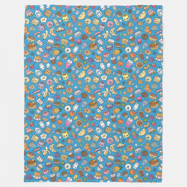 Cute Breakfast Food Fleece Blanket (Front)