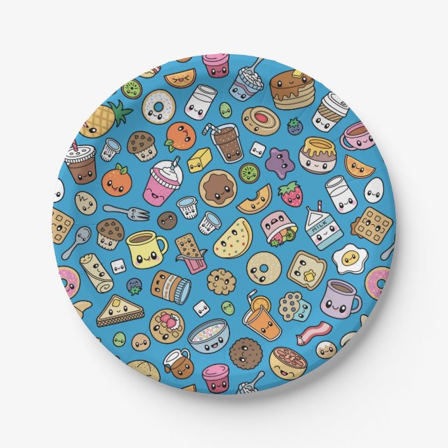 Cute Breakfast Food Paper Plates (Front)