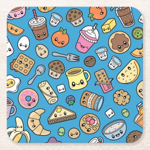 Cute Breakfast Food Square Paper Coaster