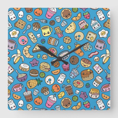 Cute Breakfast Food Square Wall Clock