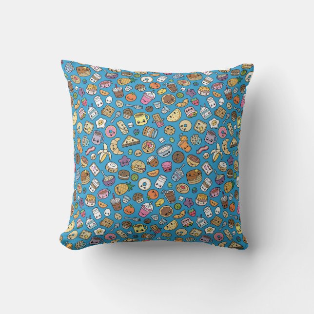 Cute Breakfast Food Throw Pillow (Front)