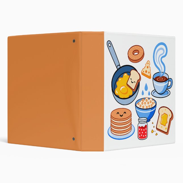Cute Breakfast Pattern – Kawaii Food Seamless 3 Ring Binder (Background)