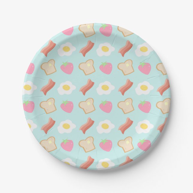 Cute Breakfast Pattern Paper Plates (Front)