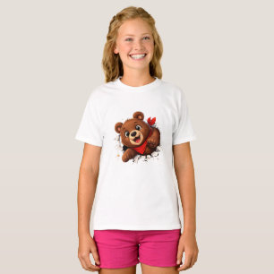 Cute Breakthrough Bear – Funny Front & Back T-Shirt