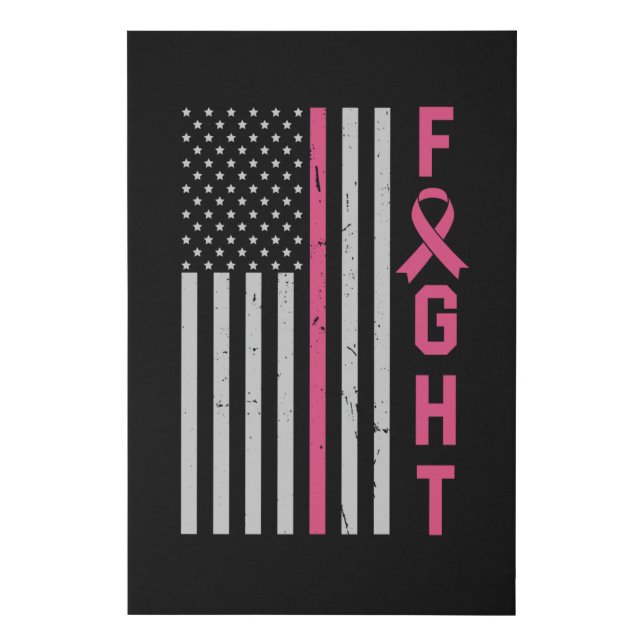 Cute Breast Cancer Awareness Friends Family Fight Faux Canvas Print (Front)