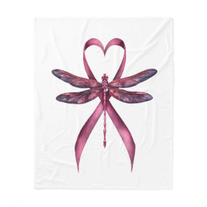Cute Breast Cancer Heart Dragonflies Awareness Wom Fleece Blanket