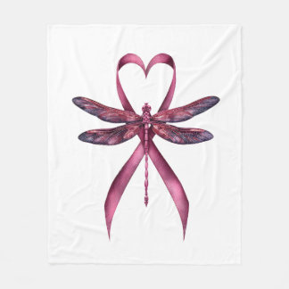 Cute Breast Cancer Heart Dragonflies Awareness Wom Fleece Blanket