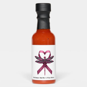 Cute Breast Cancer Heart Dragonflies Awareness Wom Hot Sauces