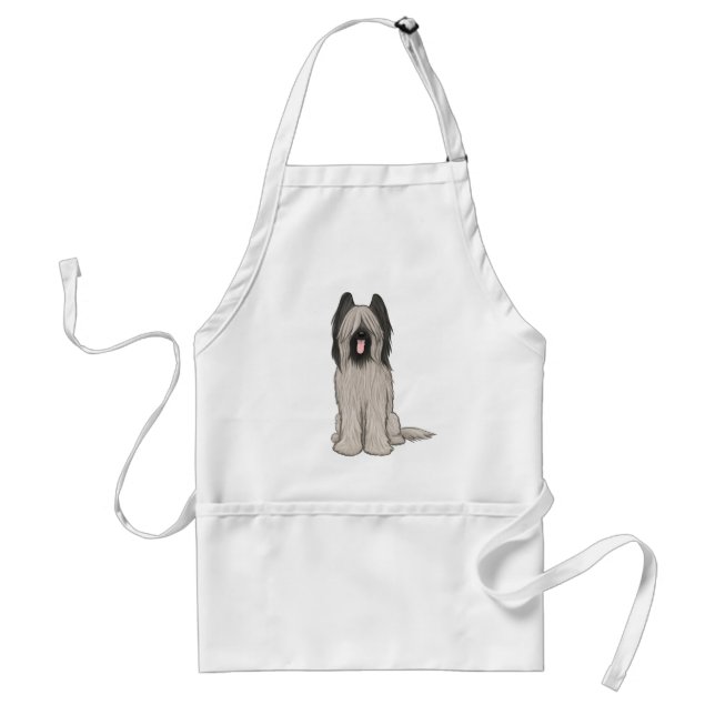 Cute Briard Cartoon Dog Adult Apron (Front)