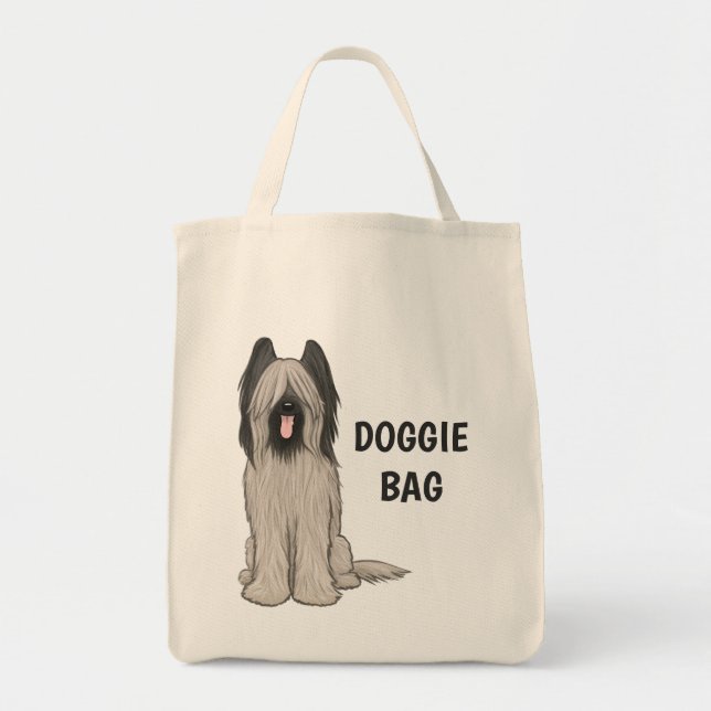 Cute Briard Cartoon Dog Custom Doggie Tote Bag (Front)