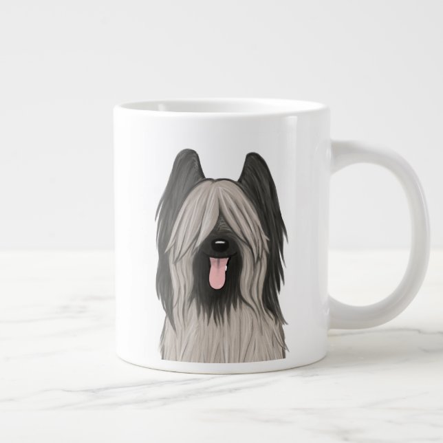 Cute Briard Cartoon Dog Giant Coffee Mug (Right)