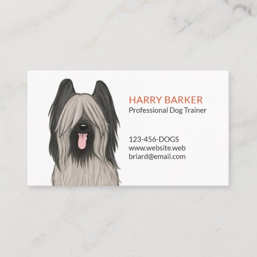 Cute Briard Cartoon Dog  Pet Services  Grooming Business Card