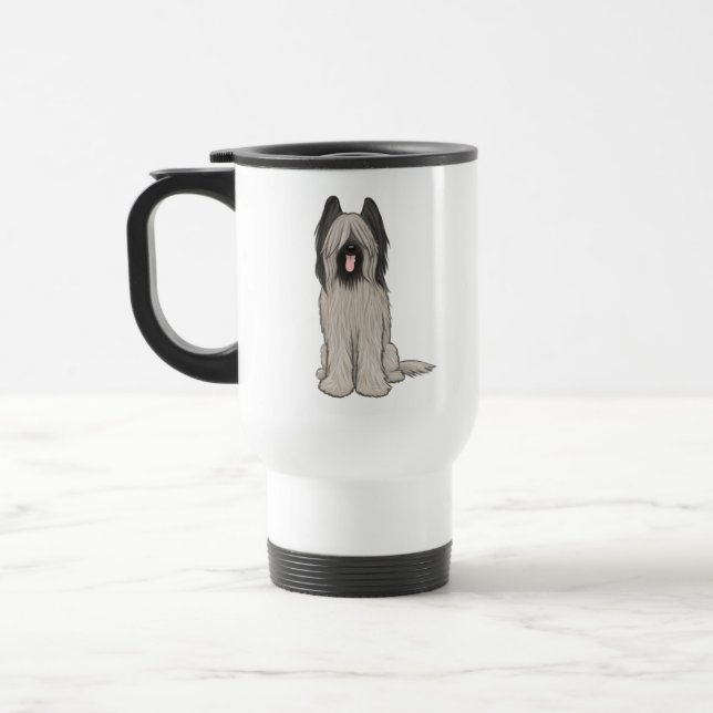 Cute Briard Cartoon Dog Travel Mug (Left)