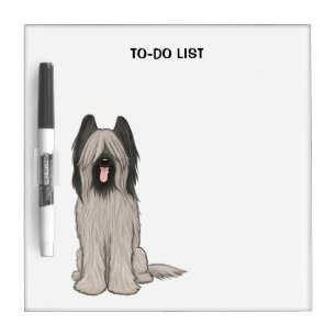 Cute Briard with Custom Text Dry Erase Board