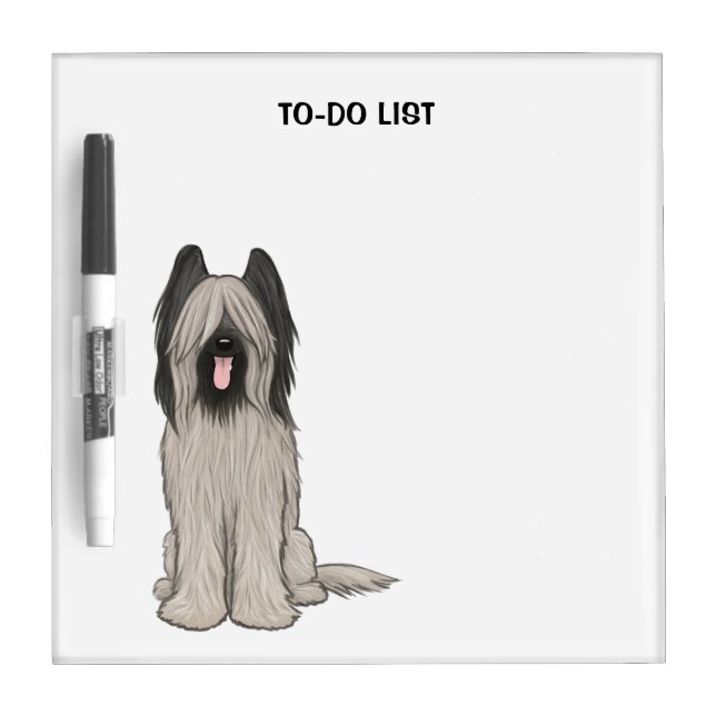 Cute Briard with Custom Text Dry Erase Board (Front)