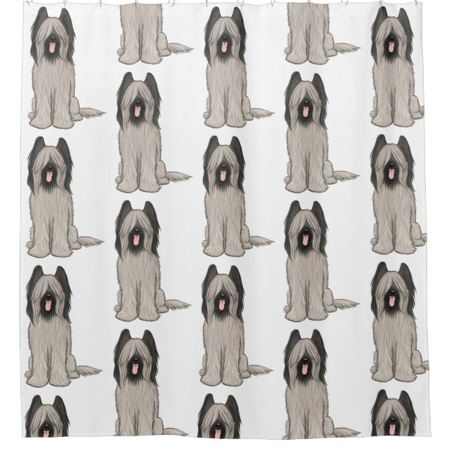 Cute Briards Pattern Shower Curtain (Front)
