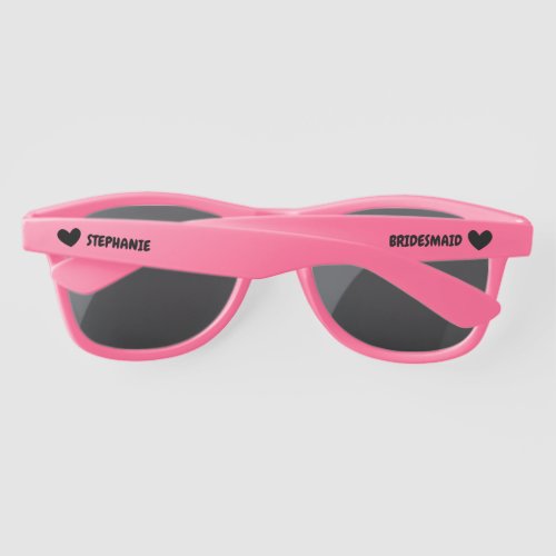 Cute Bridal Party Heart and Name Dark Version Sunglasses