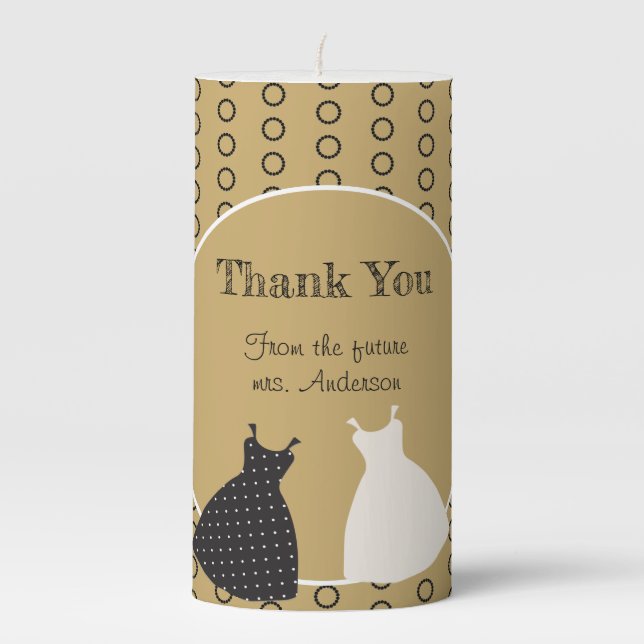 Cute Bridal Shower Illustration Sticker Pillar Candle (Front)