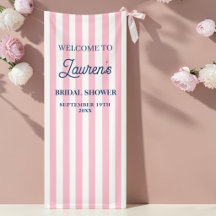 Cute Bridal Shower Pink Striped Welcome