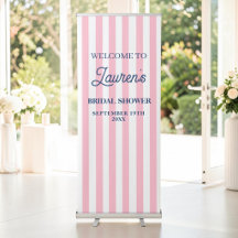 Cute Bridal Shower Pink Striped Welcome