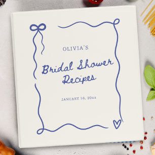 Cute Bridal Shower Recipes Blue 3 Ring Binder
