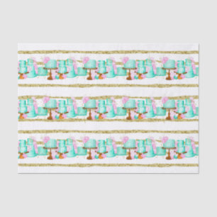 Cute Bridal Shower Wedding cakes tiled Tissue Paper