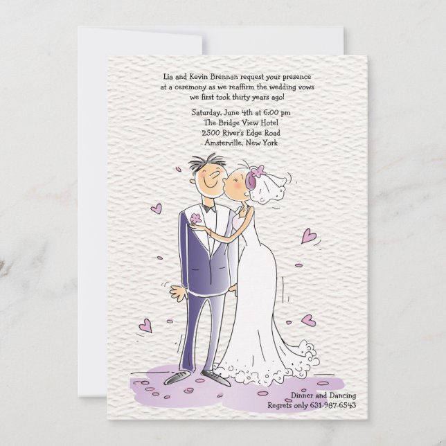 Cute Bride and Groom Anniversary Invitation (Front)