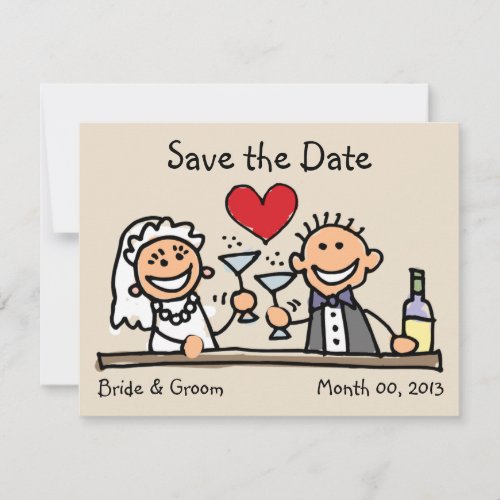 Cute Bride and Groom Save the Date Cards