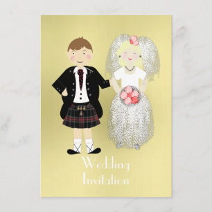 Cute Bride and Groom Scottish Wedding Theme Invitation
