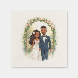 Cute Bride and Groom Wedding Arch Paper Napkins
