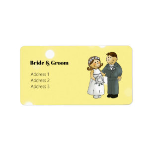 Cute Bride and Groom Wedding Celebration Label