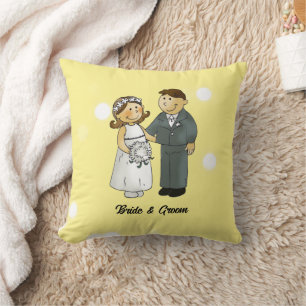 Cute Bride and Groom Wedding Celebration Throw Pillow