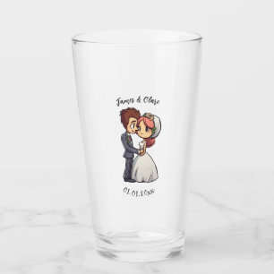 Cute Bride And Groom Wedding Glass