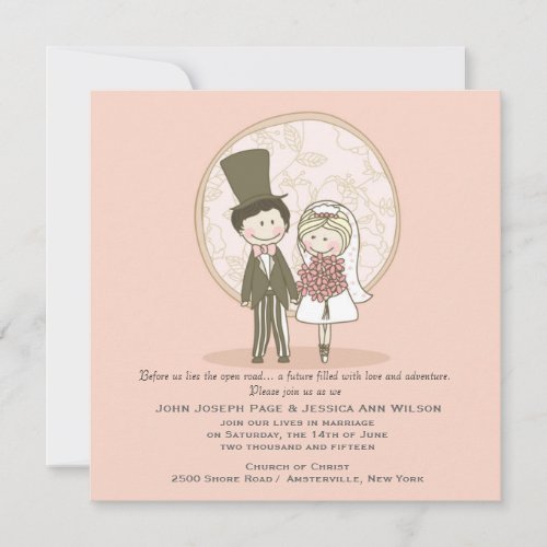 Cute Bride and Groom Wedding Invitation