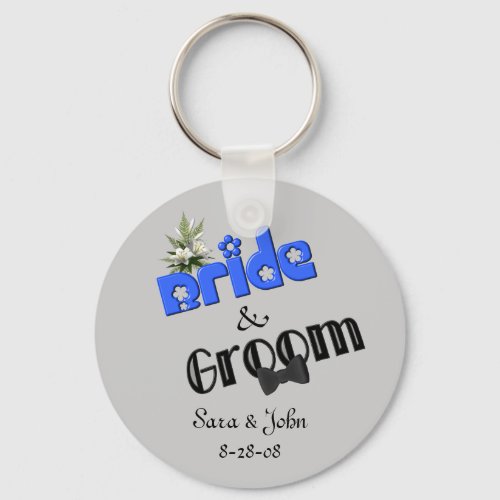 Cute Bride And Groom Wedding Keychain