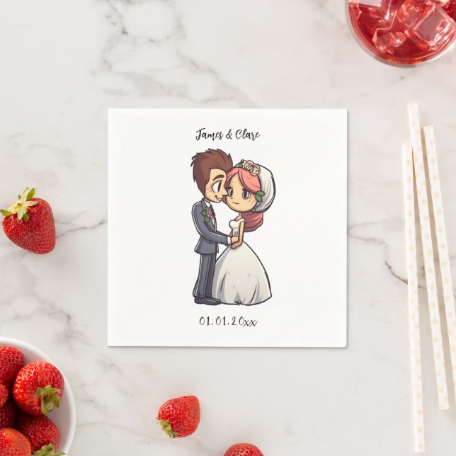  Cute Bride And Groom Wedding Napkins (Insitu)
