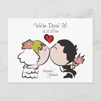 Cute Bride And Groom Wedding Postcards by weddingsNthings at Zazzle