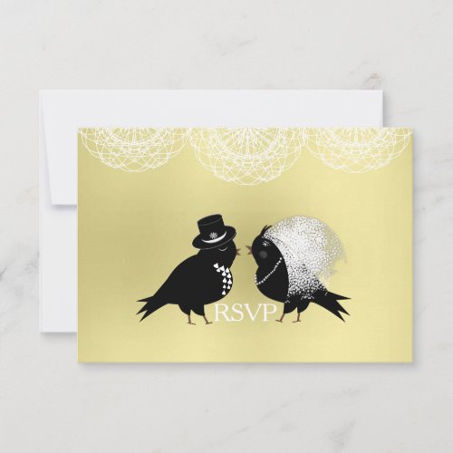 Cute Bride and Groom Whimsical Love Birds RSVPCard RSVP Card