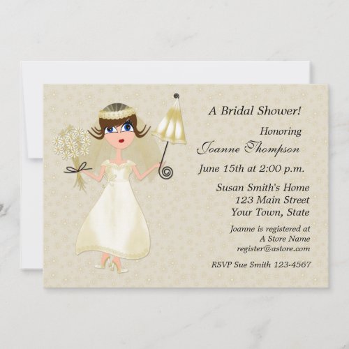 Cute Bride Bridal Shower Invitation