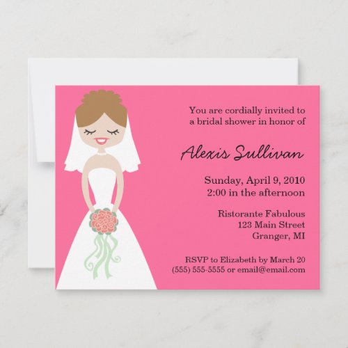 Cute Bride Bridal Shower Invitations