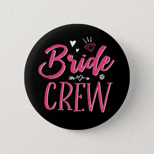 Cute Bride Crew Pink Calligraphy Script Font Button
