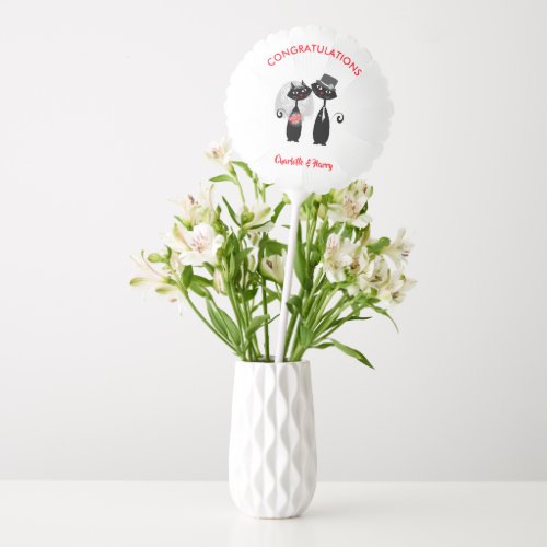 Cute Bride  Groom Black Cats Personalized Balloon