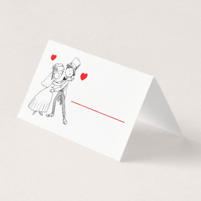 Cute Bride Groom Cartoon Red Wedding Bridal Shower (Front)